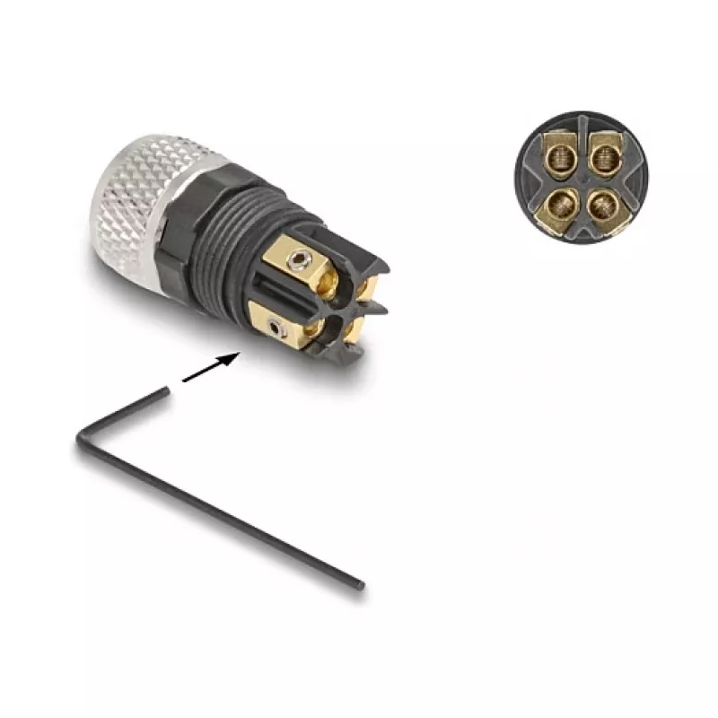 DeLOCK conector M8 codificado A de 4 polos conector hembra conexión por tornillo 60532