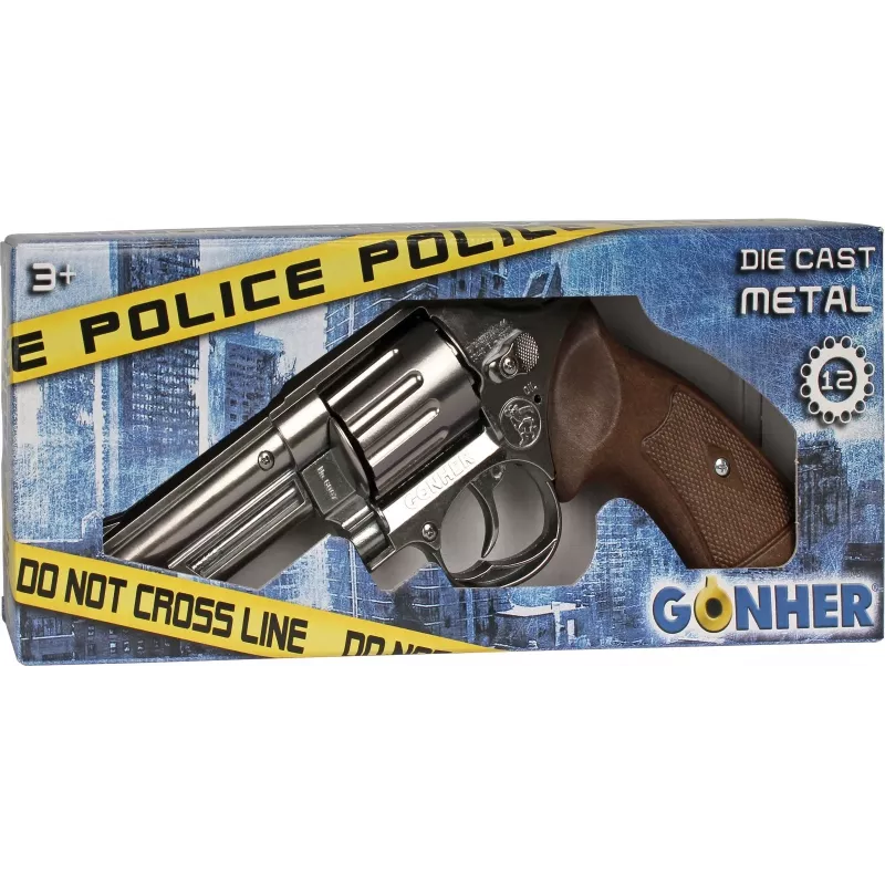 Revolver de policía de juguete de metal Pulio 1556067/0 – tambores de 8 disparos