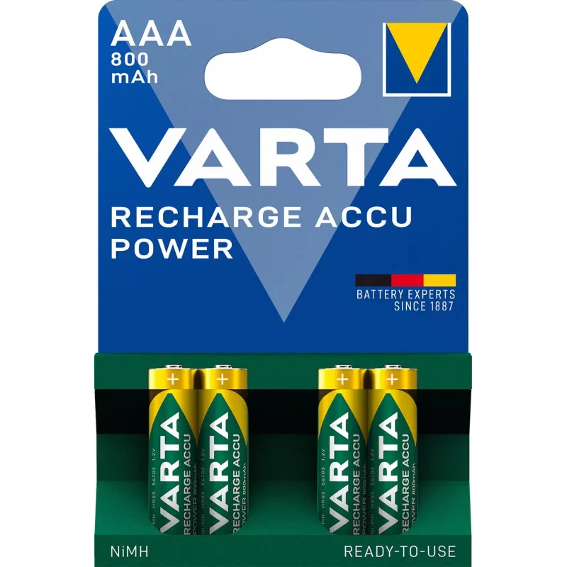 VARTA HR03 AAA batería Power 800 mAh 56703 pilas recargables 4 uds. verde