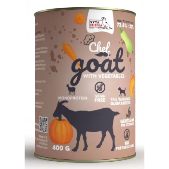 SYTA MICHA Chef cabra con verduras comida húmeda para perros 400 g – sin cereales, sin gluten, 82,1 % humedad