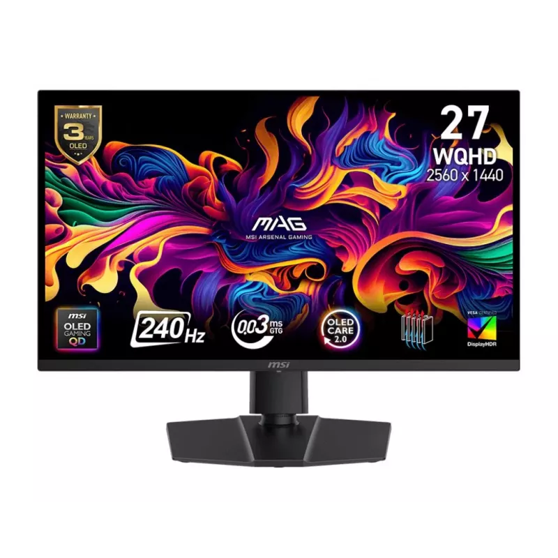 Monitor | MSI | MAG 273QP QD-OLED X24 | 26,5 | Gaming | Mate | Panel QD-OLED | 2560x1440 | 16:9 | 240Hz | 0,03 ms | Color negro | MAG273QPQD-OLEDX24