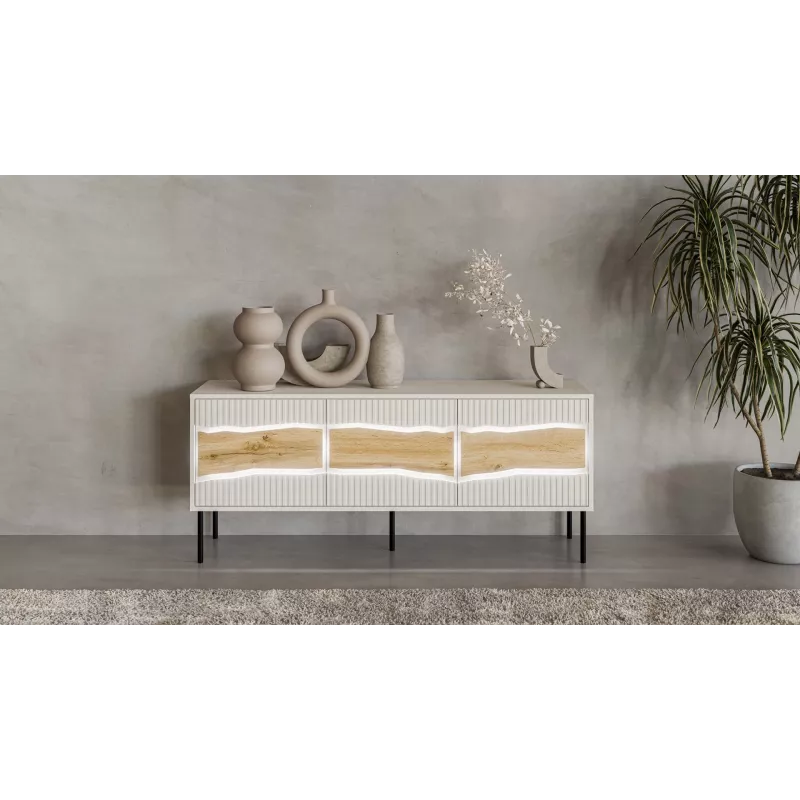 Mueble TV Cama INSERTO 3D 143.5x40x61.5 cashmere + LED