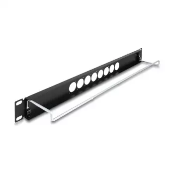 DeLOCK 67060 Panel de conexión de 19 pulgadas tipo D con alivio de tensión, 8 puertos centrados, 1U, negro