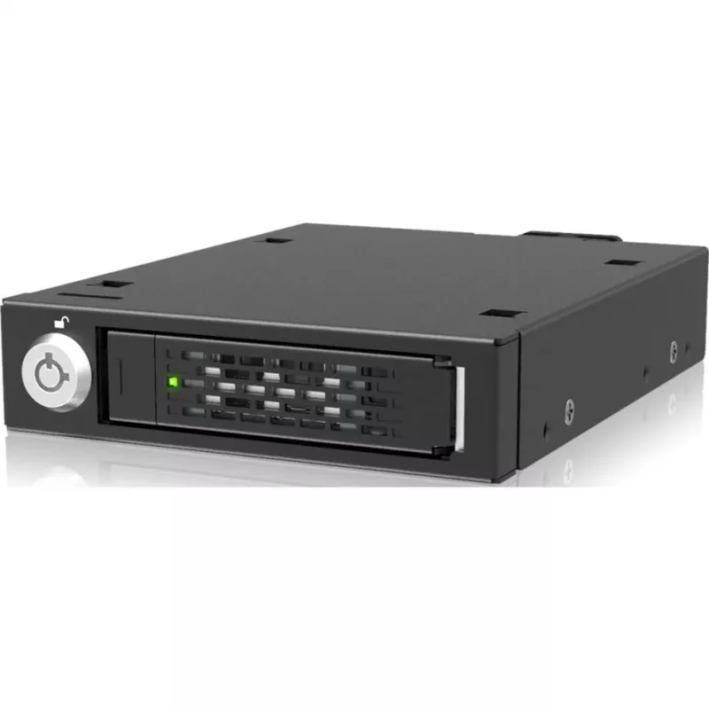 ICY DOCK - ToughArmor - MB601V5K-B - Caja de bahía extraíble para SSD U.2/U.3 NVMe de 2,5 inch PCIe 5.0 de 1 bahía para bahía de unidad externa de 3,5 inch (1 x MCIO 4i SFF-TA-1