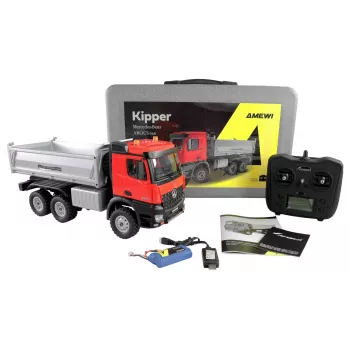 Amewi 22684 Mercedes-Benz Arocs Camión volquete 6x6 1:14 RTR, rojo