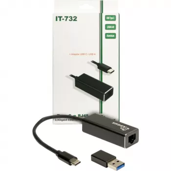 Adaptador Ethernet Inter-Tech IT-732 2500 Mbit/s USB Type-C Cableado