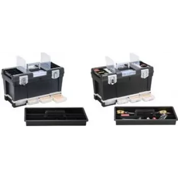 Caja de almacenamiento allit McPlus Depot S 23 — negra polipropileno, recipiente compacto apilable