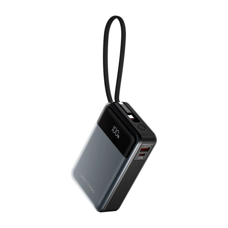 Batería externa portátil Vention FHYB0 20000mAh 65W, 2× USB-C, 1× USB-A, negra