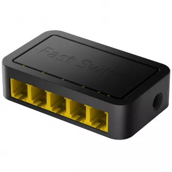 Switch de red Cudy FS105D — 5 puertos Fast Ethernet 10/100, conmutación 1 Gbit/s, negro