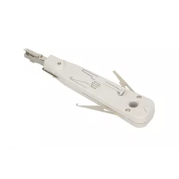 Herramienta de inserción Krone Extralink NT-T002, cuchilla de acero templado, mango de plástico, función de bloqueo, gris/blanco