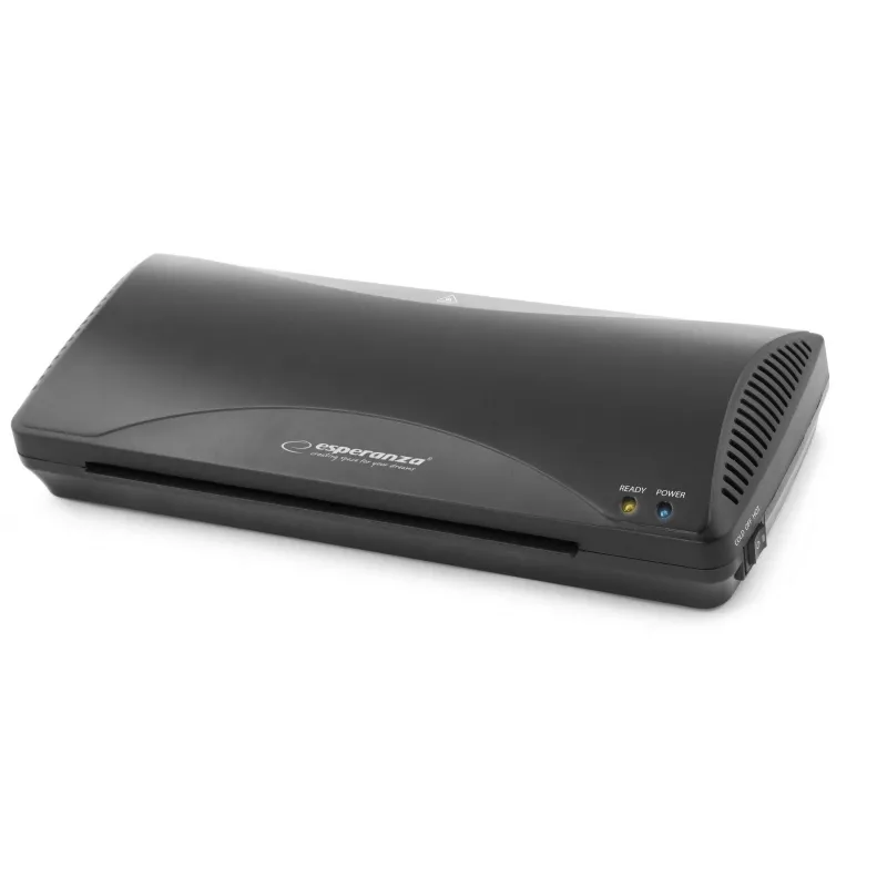 Plastificadora en frío/caliente ESPERANZA EFL001 — A4, ancho máx. 24 cm, funda 80–125 µm, 250 mm/min, grosor 0,6 mm