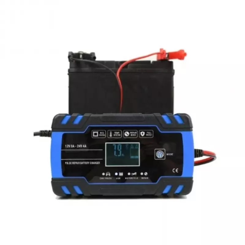 Extralink | Cargador automático | para batería 12/24V 8A azul