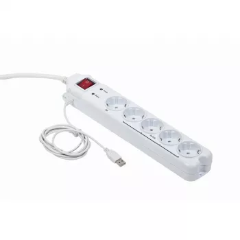 Protector de sobretensión Gembird PCW-MS-2G blanco 5 salidas de CA 250V 1,8m