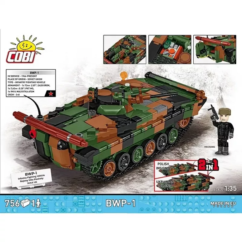Set de bloques Cobi Armed Forces BWP-1 2630 — set modelo del vehículo de combate de infantería anfibio polaco-ucraniano