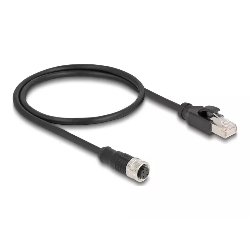 Cable adaptador M12 DeLOCK codificación D 4 polos hembra a RJ45 macho 50 cm