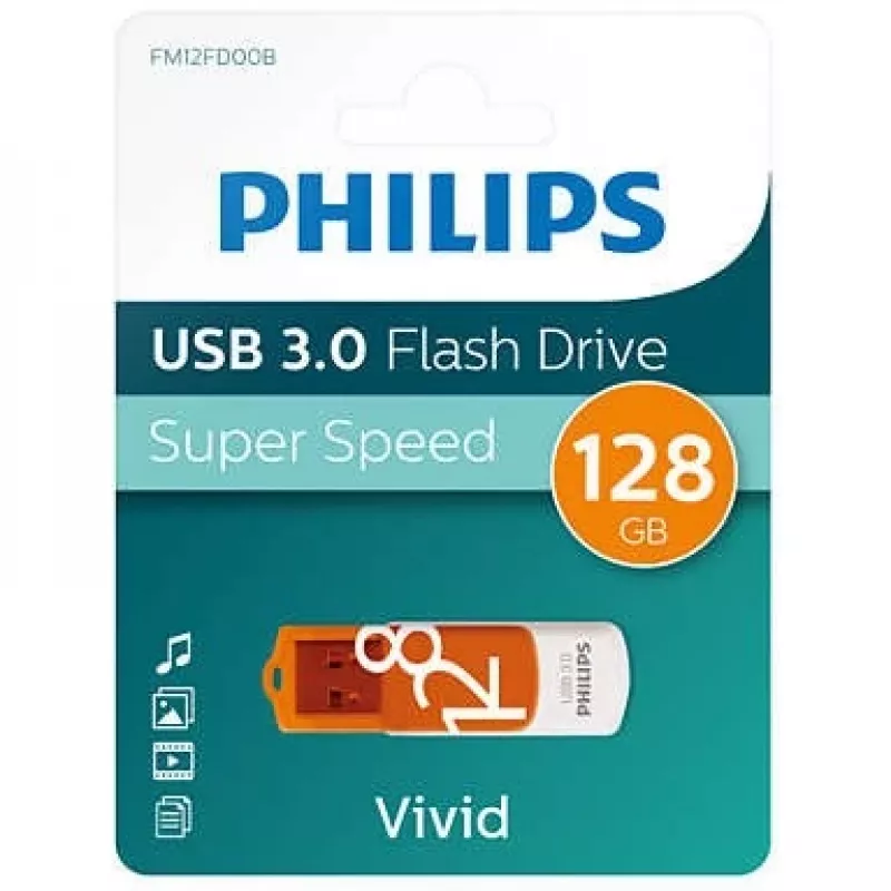 Memoria flash USB Philips FM12FD00B 128 GB USB Type-A 3.2 Gen 1 (3.1 Gen 1) Naranja, Blanco