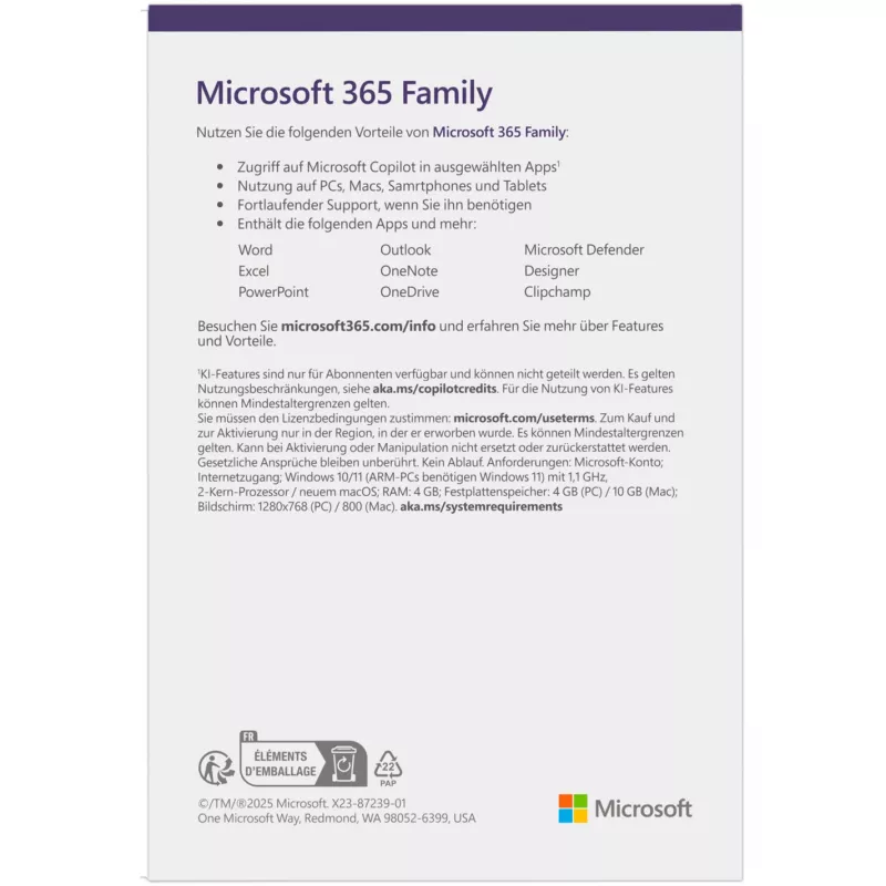 Microsoft 365 Family Caja 1 año hasta 6 personas Android iOS Windows MacOS