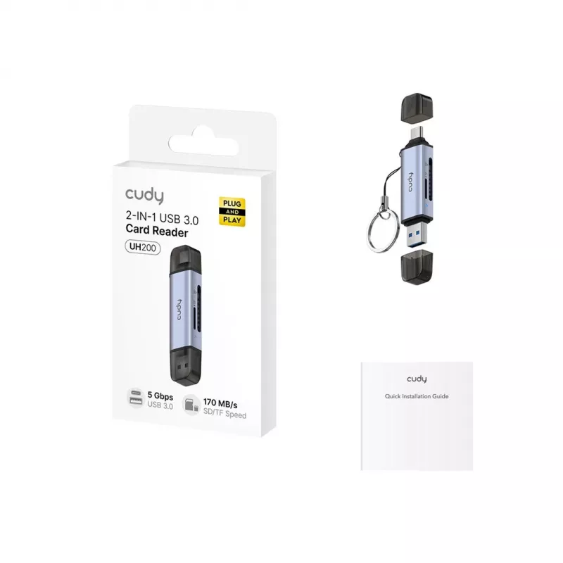 Lector de tarjetas 2 en 1 USB 3.0 CUDY UH200