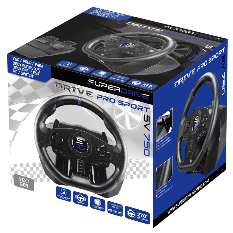 Volante + pedales Subsonic SV750 negro rotación 270° USB