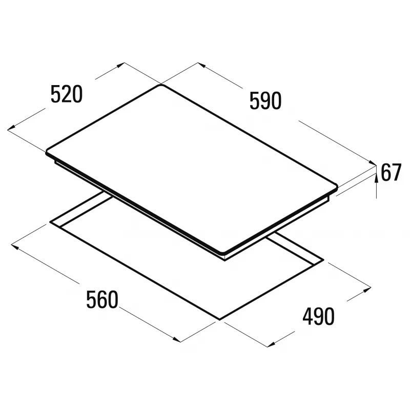 Placa integrable CATA TN 604 – 59 cm negra, 4 zonas de cocción, control táctil, indicador LED