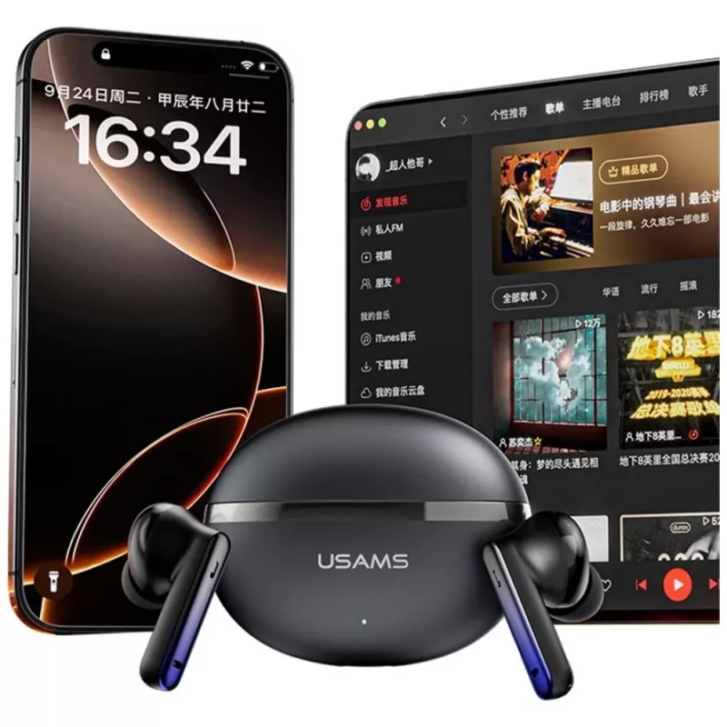 Auriculares Bluetooth Usams TWS E02 ANC+ENC negros