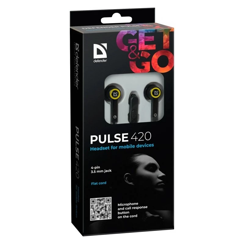 Auriculares Defender Pulse 420 negro-amarillo