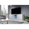 Cama Meble QIU 160 mueble de TV, MDF, blanco brillo