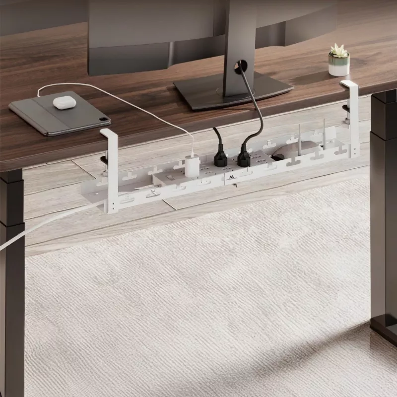 Organizador de cables Maclean bajo el escritorio, carga máx. 5 kg, máx. 728 mm, blanco, MC-103 W