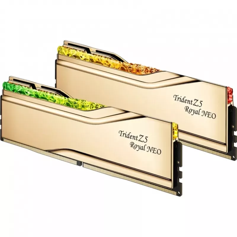 DIMM 32 GB DDR5-6400 (2x 16 GB) Dual-Kit, memoria dorada, F5-6400J3039G16GX2-TR5NG, Trident Z5 Royal Neo, AMD EXPO