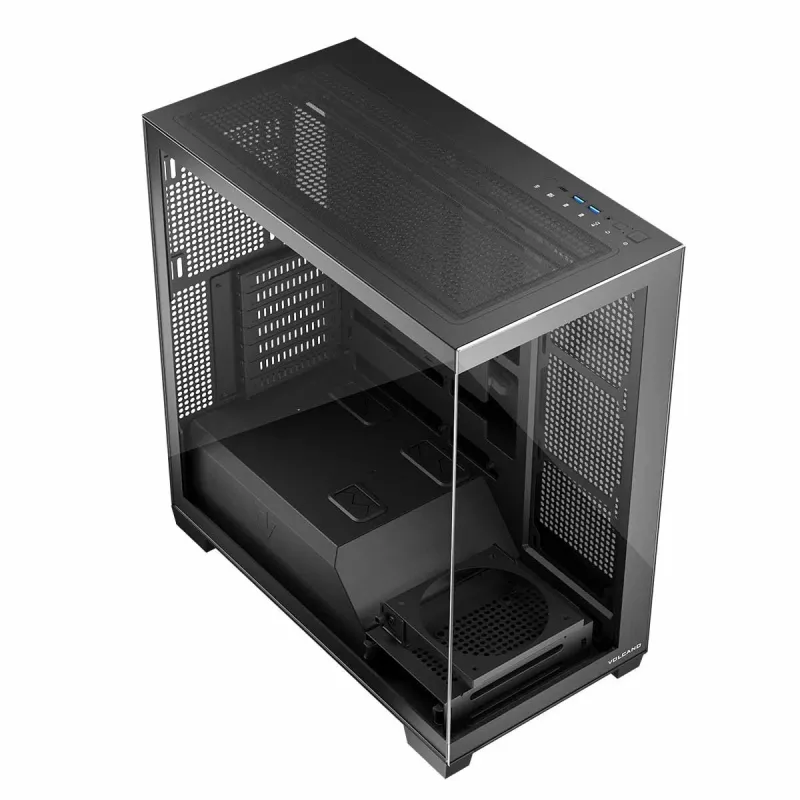 Caja de PC MODECOM Volcano Stellar NF ATX Midi Tower, cristal templado, negra, compatible con ATX/micro ATX, GPU hasta 420 mm, disipador de CPU 175 mm