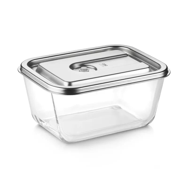 Recipiente de vacío de cristal con tapa de plástico Caso | VacuBoxx acero inoxidable XL | transparente