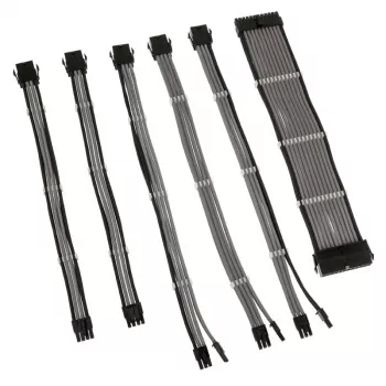 Juego de extensiones de cables trenzados Kolink Core Adept – extensiones de fuente de alimentación y placa base de 6 piezas, funda de PET, conductores de cobre, longitudes 300–350 mm