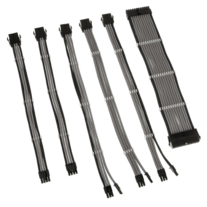 Juego de extensiones de cables trenzados Kolink Core Adept – extensiones de fuente de alimentación y placa base de 6 piezas, funda de PET, conductores de cobre, longitudes 300–350 mm