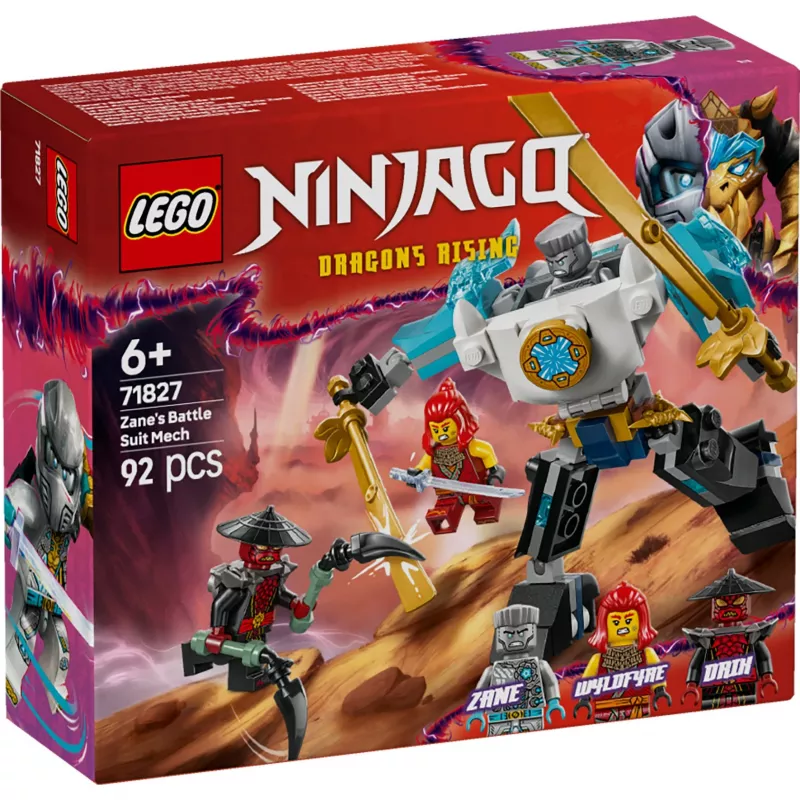 LEGO NINJAGO Set 71827 Mech traje de combate de Zane, 92 piezas, 2 minifiguras, altura 100 mm, edad 6+