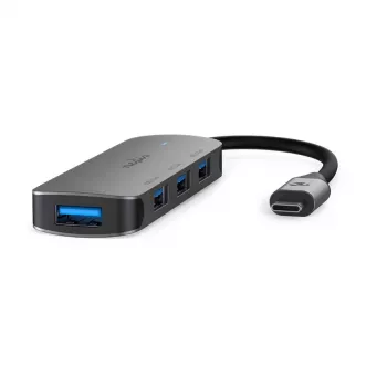 Nedis Hub USB 1x USB-C™ - 4x USB A, 4 puertos, USB 3.2 Gen1, alimentado por USB, 5 Gbit/s (CCGB64220GY01)
