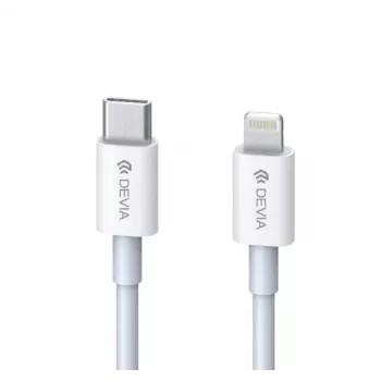Cable USB-C a Lightning Devia Smart Series PD 18W – blanco, certificado MFi