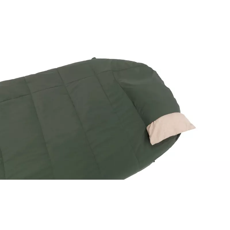Saco de dormir semirrectangular Outwell Caldera Lux — poliéster, 800 mm de ancho, 2200 mm de largo, altura máxima del usuario 190 cm, verde