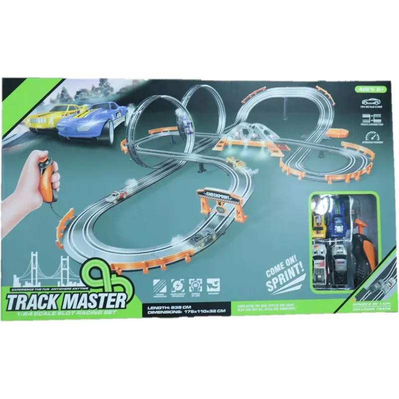 Circuito de carreras con 2 loops, longitud 838 cm