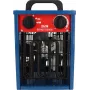 Calefactor ventilador eléctrico BLAUPUNKT EH7010 – 2000 W, elemento de acero inoxidable, IPX4, instalación en suelo, para hasta 22 m², negro/azul/rojo