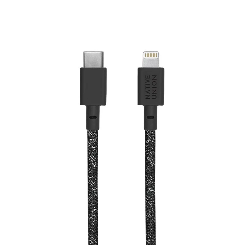 Cable USB-C a Lightning Native Union Night 3 m — negro/gris, longitud 3 m