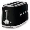 Smeg - Tostadora TSF02 4 rebanadas - negro/lacado/AnxAlxPr 41x20,8x21,5 cm/6 niveles de tostado/1500W