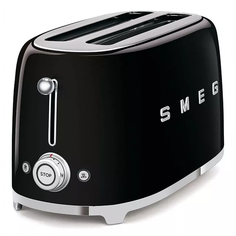 Smeg - Tostadora TSF02 4 rebanadas - negro/lacado/AnxAlxPr 41x20,8x21,5 cm/6 niveles de tostado/1500W