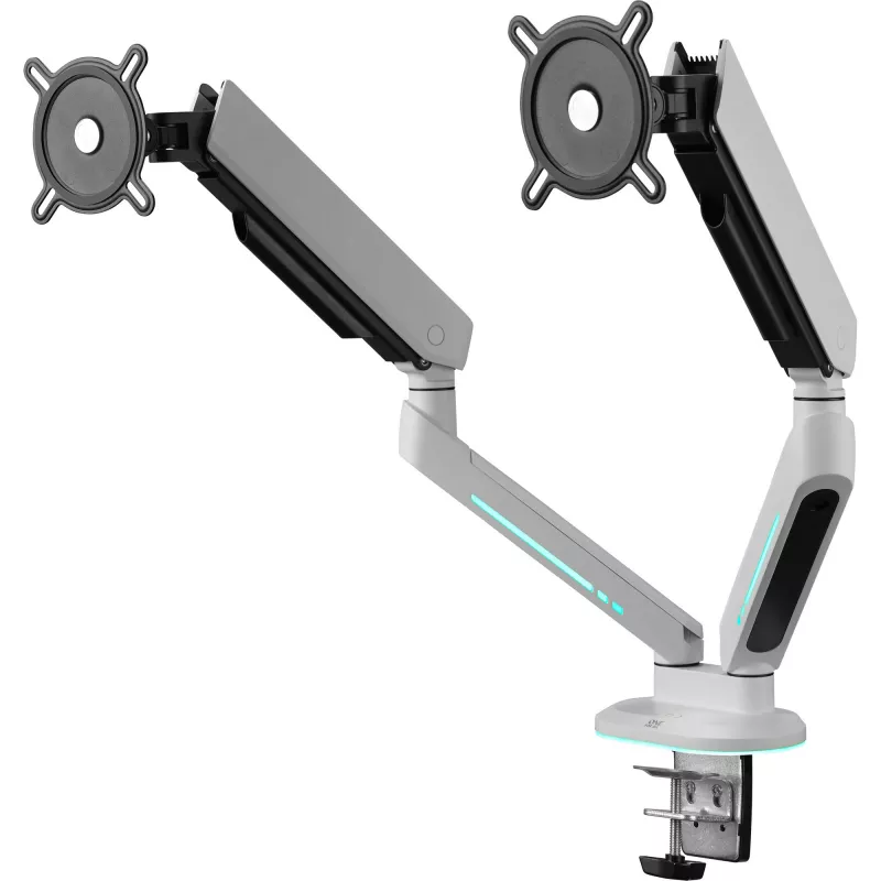 Soporte universal gaming para doble monitor (DM8220), soporte de monitor blanco, RGB