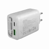 Cargador CANYON OnCharge 65RC con cable USB-C integrado 65W, 1x PD, 1x QC, enchufe EU, blanco