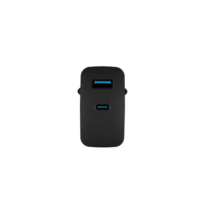 Cargador con cable para dispositivos móviles NATEC NUC-2143, 45 W, USB-C PD 3.0 + USB-A QC 3.0, 110–240 V, negro
