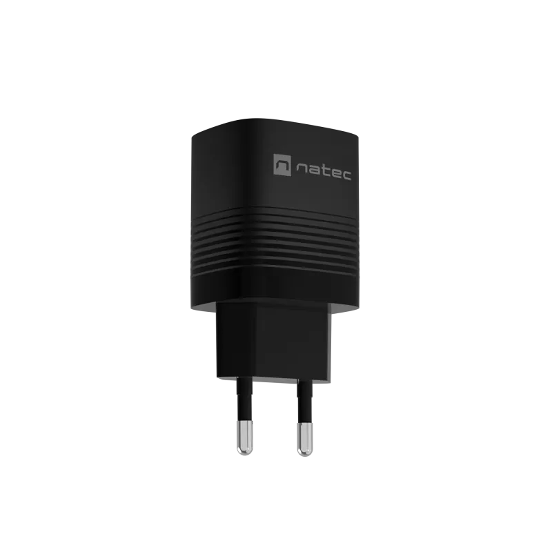 Cargador con cable para dispositivos móviles NATEC NUC-2141, 30W, USB-C PD 3.0 + USB-A QC 3.0, 110–240V, negro