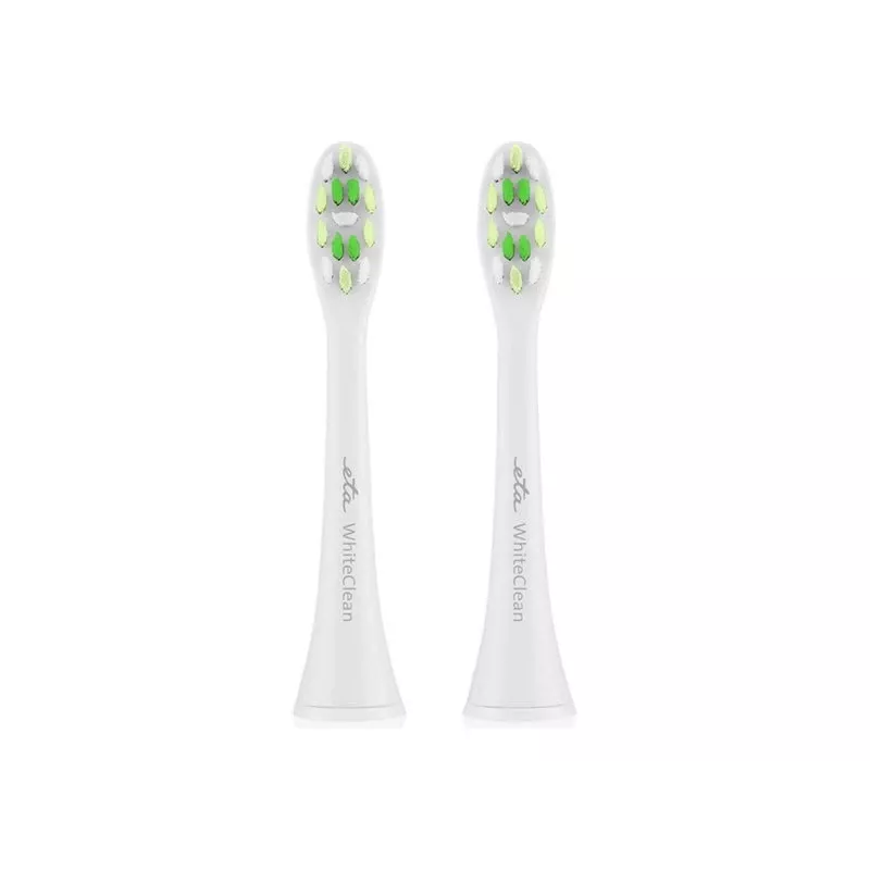 Cabezales de cepillo de dientes ETA WhiteClean 2 uds. — verde/blanco, cerdas suaves, compatibles con modelos ETA