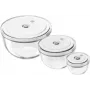Set de 3 cuencos de vidrio al vacío con tapa
