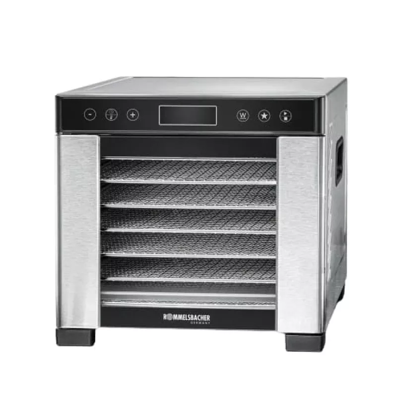 Rommelsbacher DA 650 deshidratador de alimentos 600 W, 7 bandejas, 35–75 °C, temporizador 99 h, acero inoxidable/negro