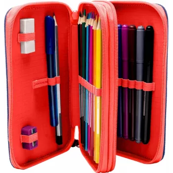 Estuche escolar Kids Euroswan 2 cremalleras con accesorios Spiderman rojo-azul